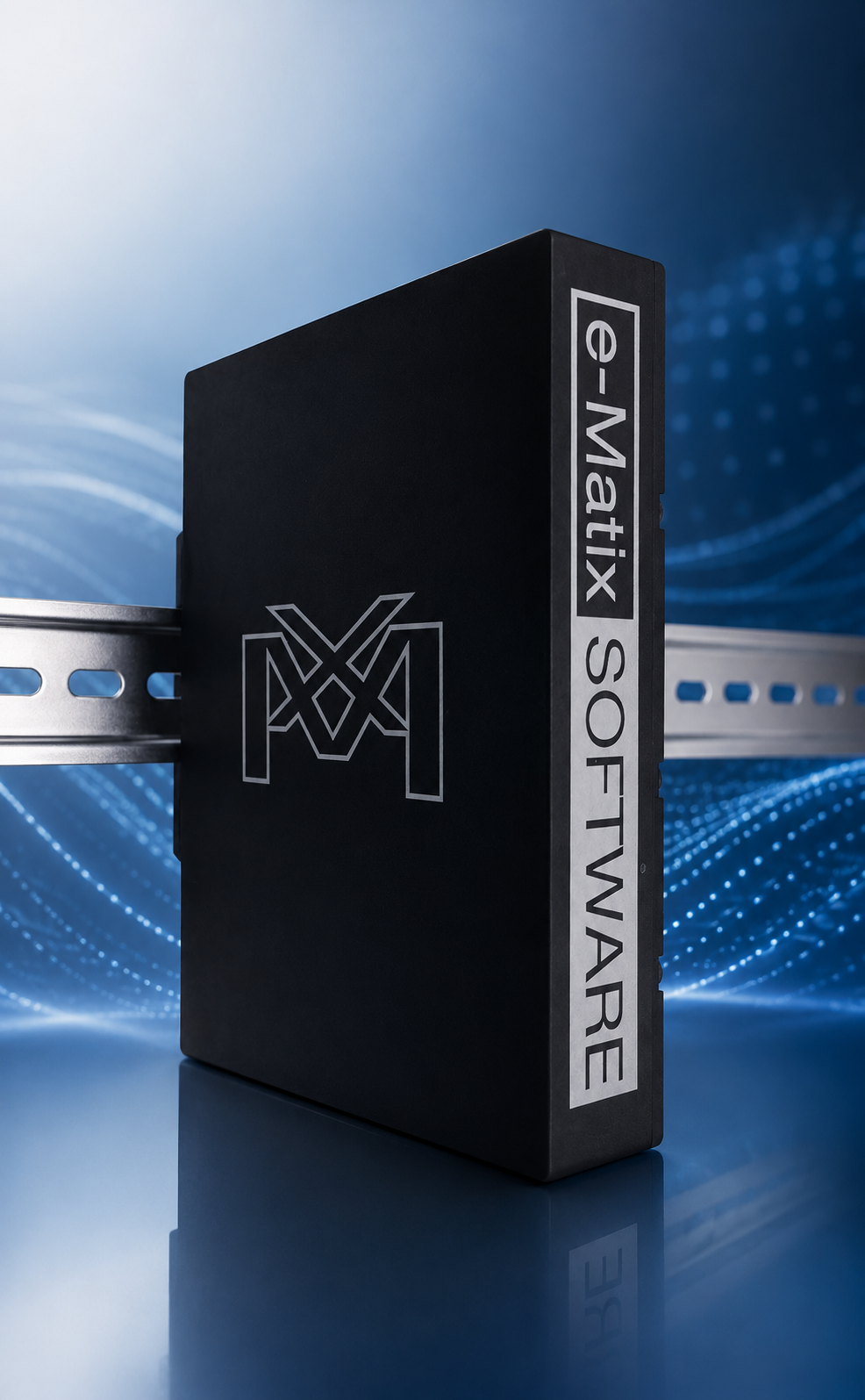 EMXDC secure edge data collection device mounted on a DIN rail